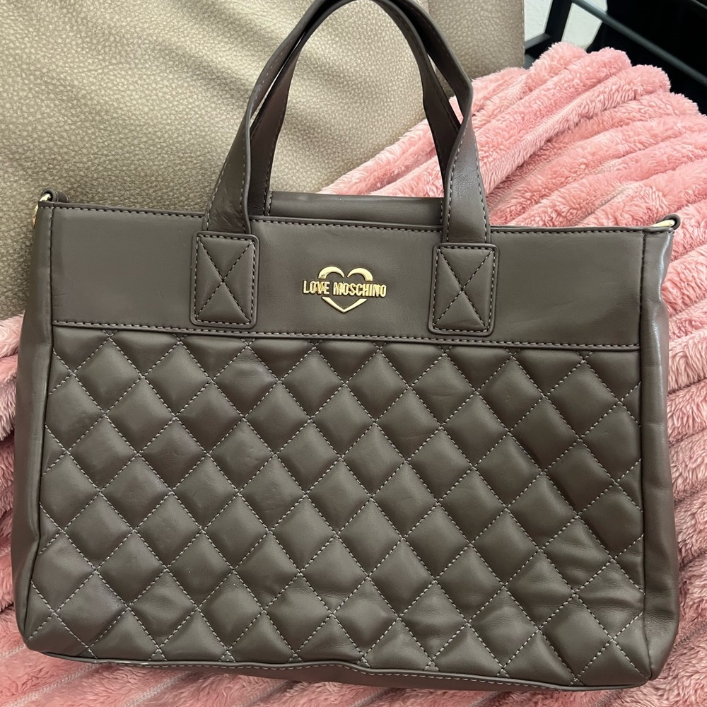 Love Moschino Brown Quilted Tote Bag